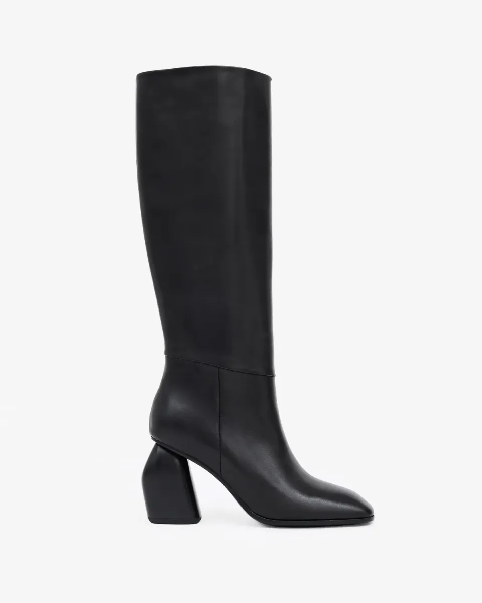 Mi/Mai Galia High Black bottes cuir noir talon 8 cm