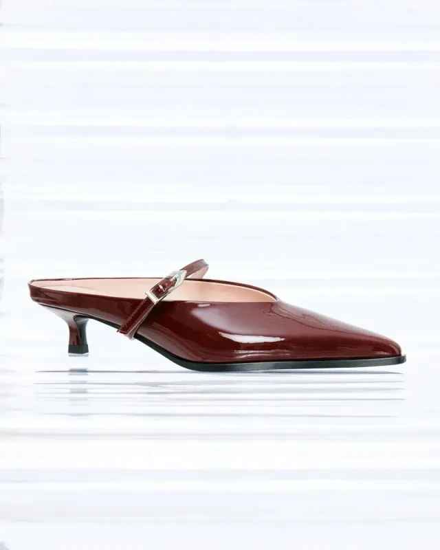 Mi/Mai Suzanne Burgundy Patent mule cuir verni bordeaux