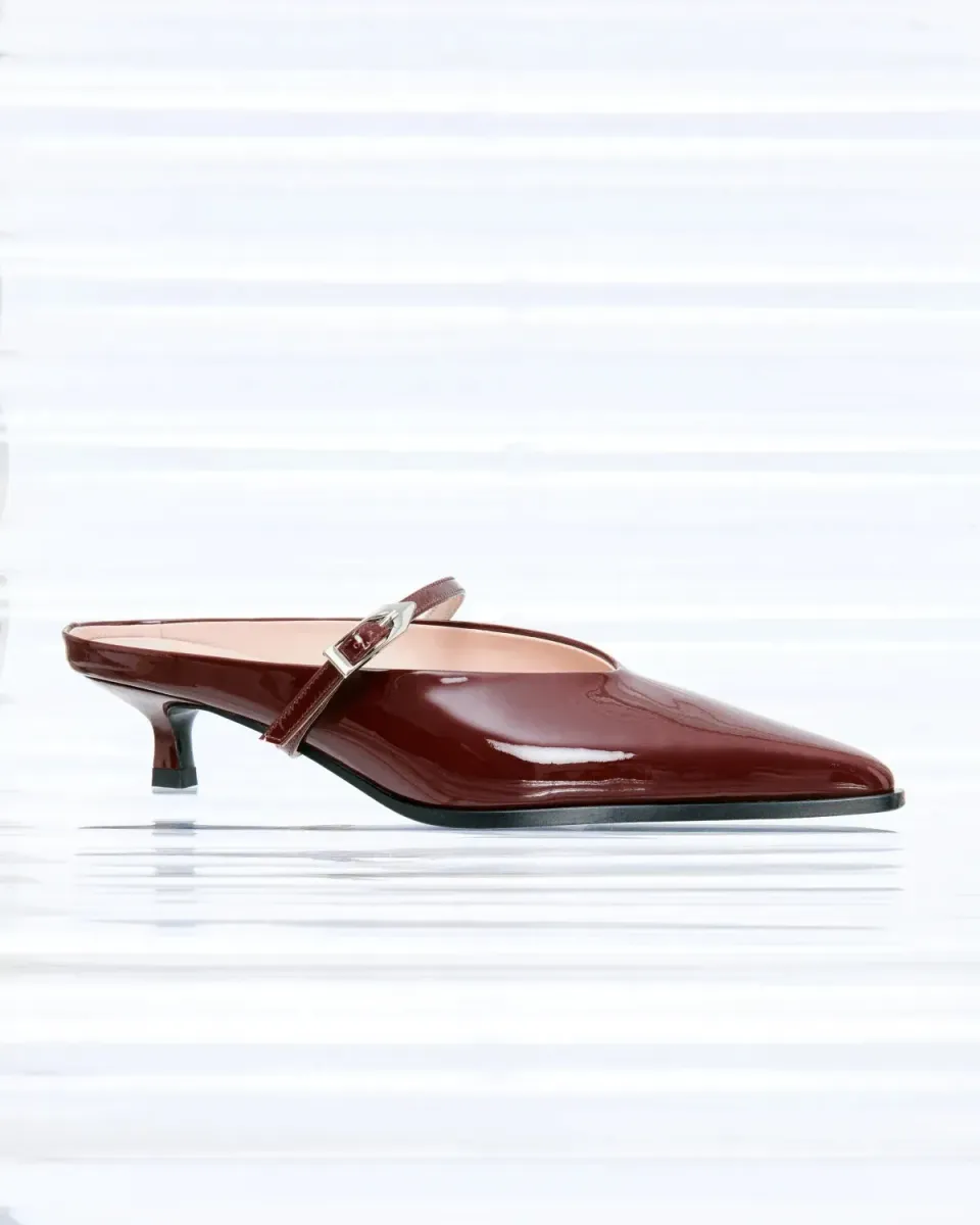 Mi/Mai Suzanne Burgundy Patent mule cuir verni bordeaux
