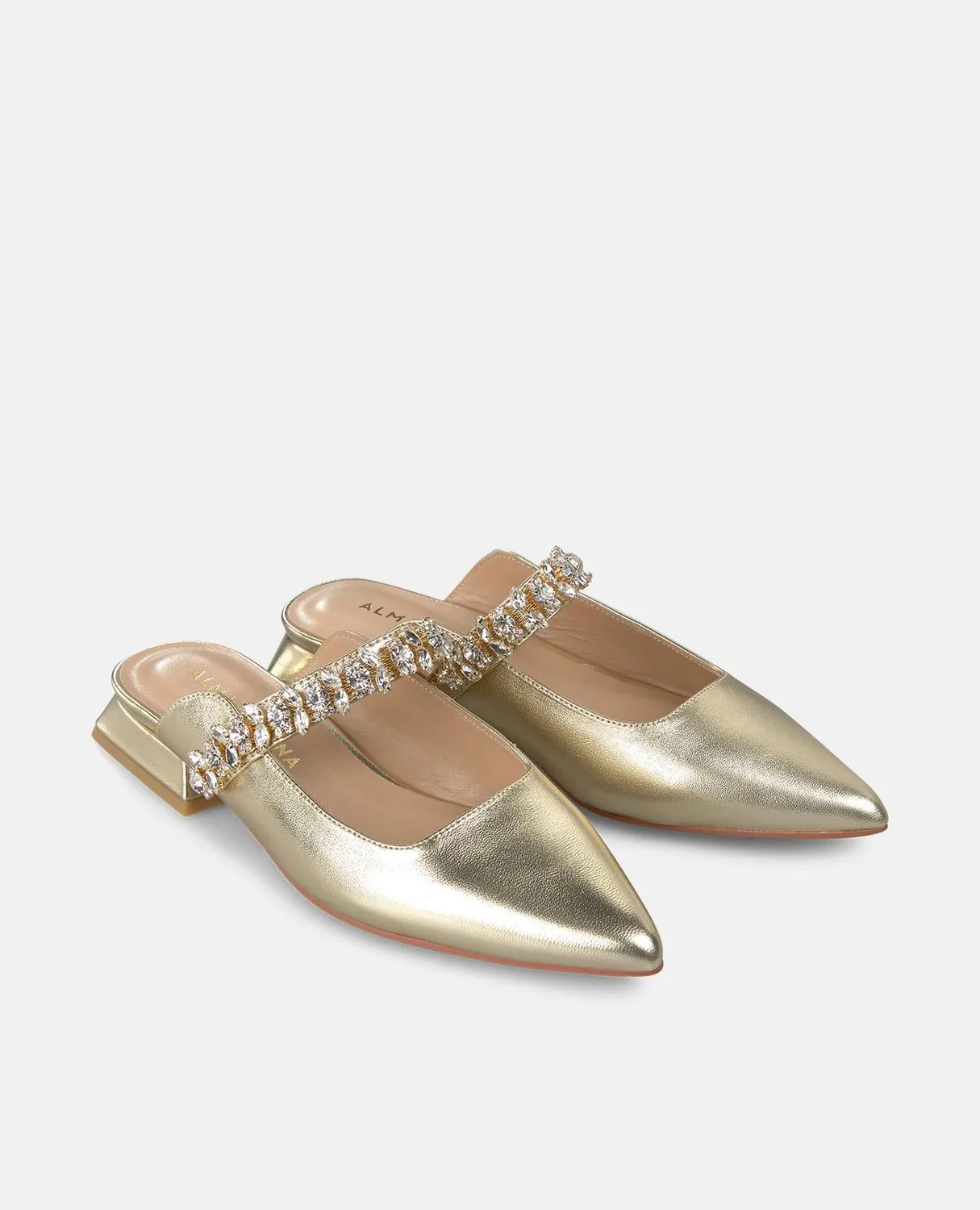 Alma en Pena V250491 mules cuir doré strass