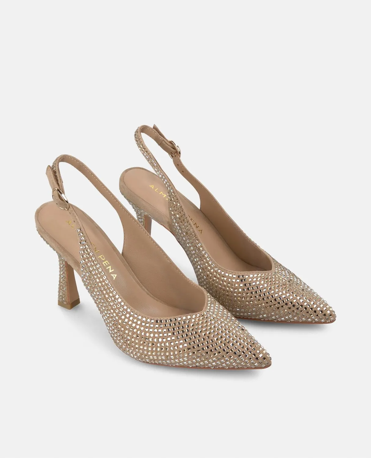 Alma en Pena V250601 escarpins strass sable daim 9 cm