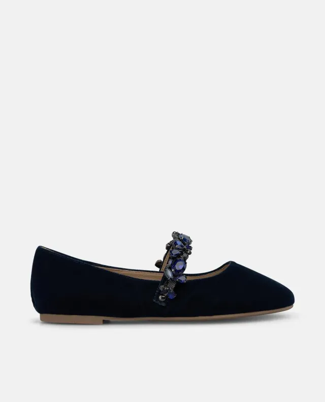 Alma en Pena I260063C ballerines velours bleu marine plat