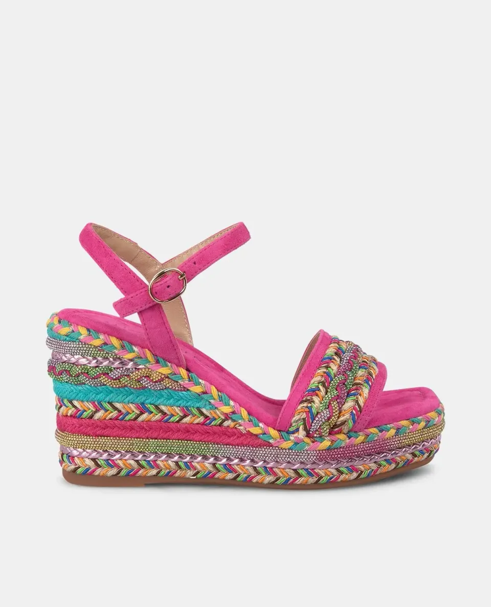 Alma en Pena V251283 sandales compensées fuchsia strass