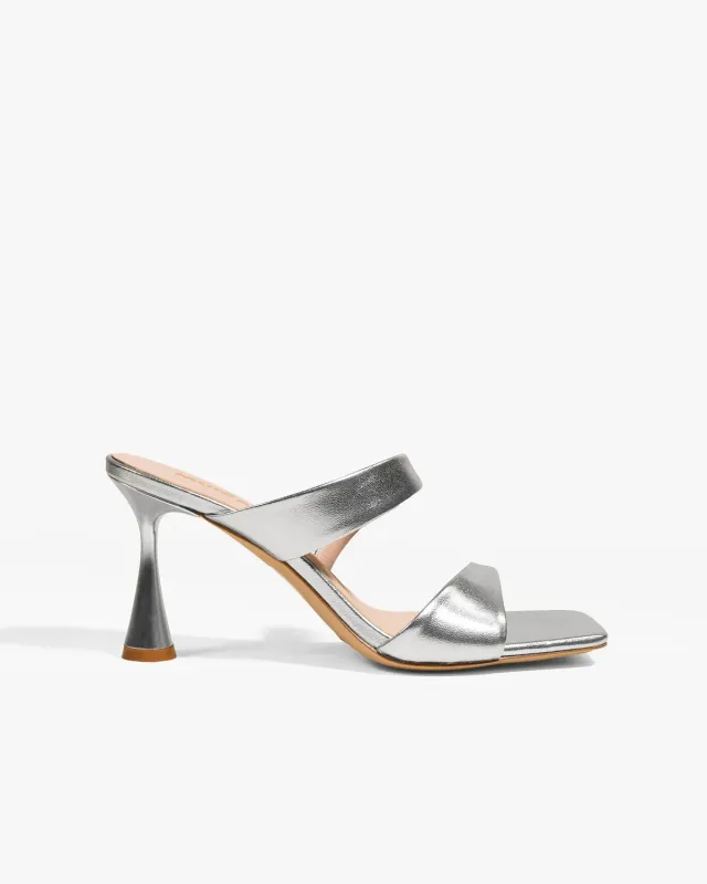 Mi/Mai Tara Silver Nappa sandales cuir doré talon haut