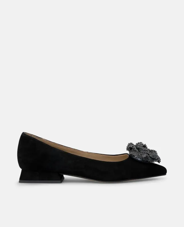 Alma en Pena I250131 ballerines noires fleur strass 2 cm