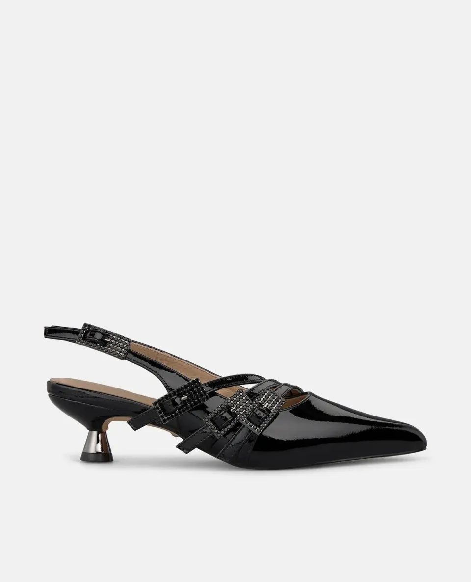 Alma en Pena I260206 escarpins vernis noirs talon 4 cm