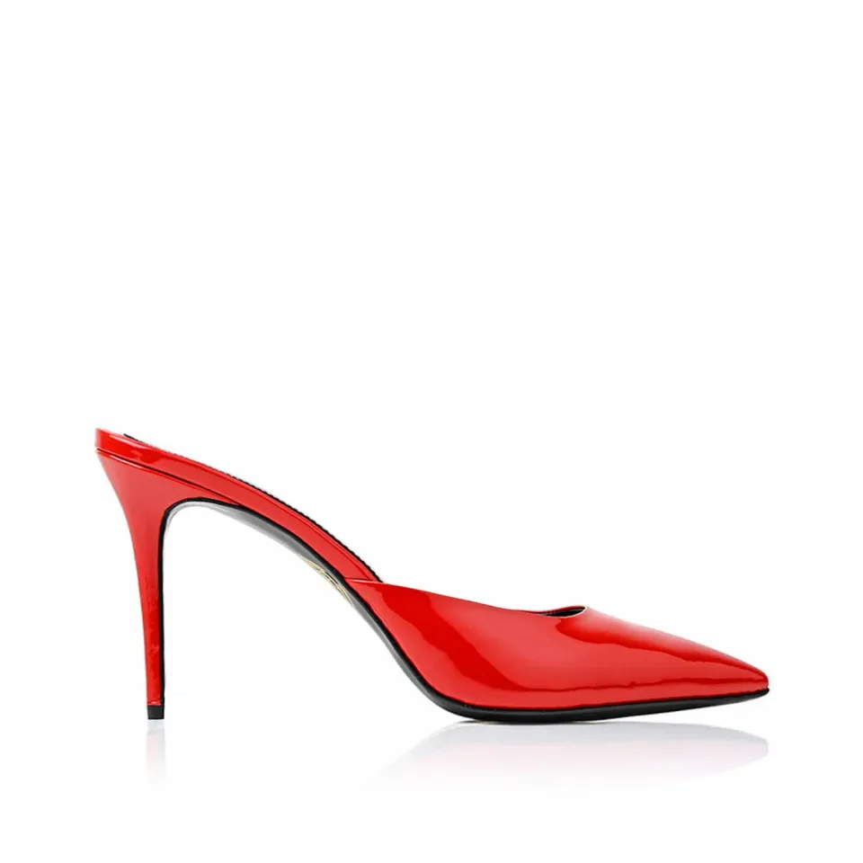 Maison Ernest Lux 85 mules rouges cuir vernis talon 8,5 cm