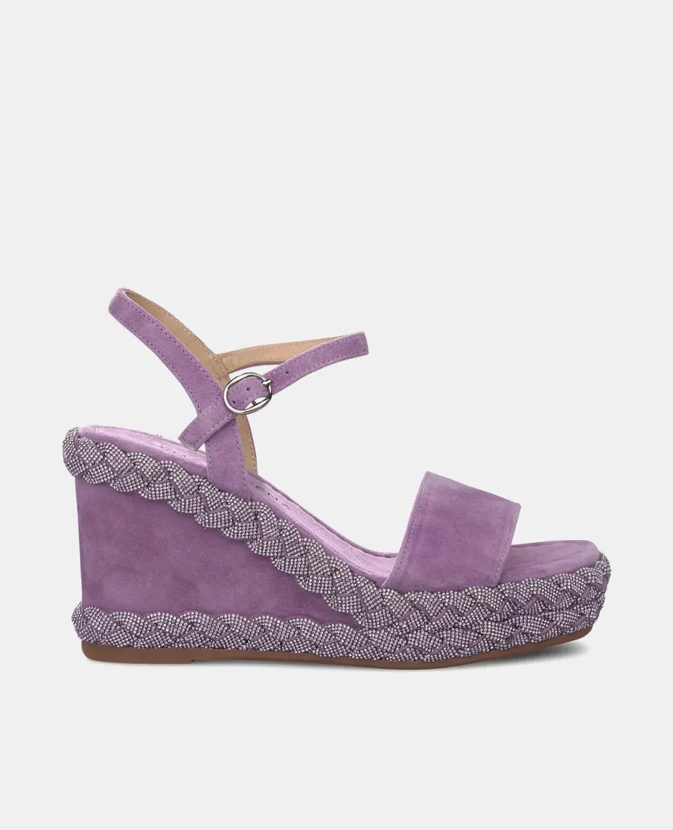 Alma en Pena V240941 sandales violet cuir compensé