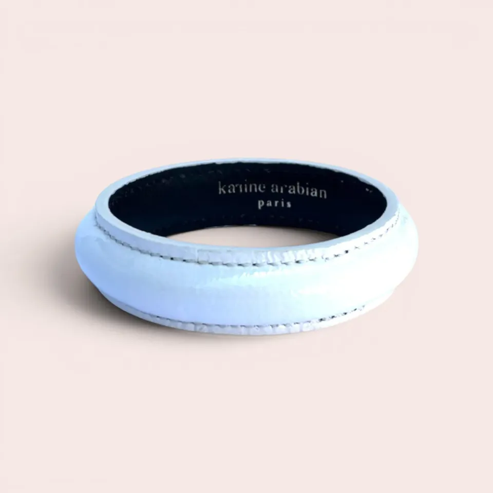 Karine Arabian Jonc bracelet cuir verni blanc taille unique
