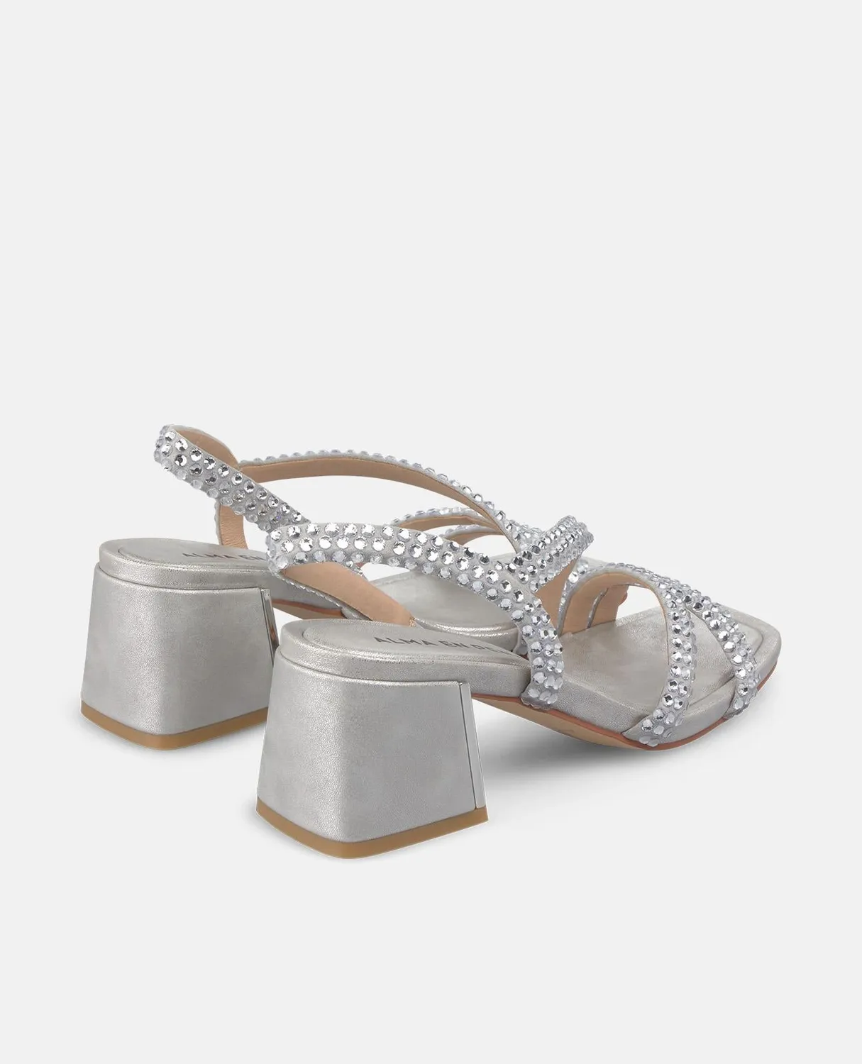 Alma en Pena V2550973 mules argent strass talon 6 cm