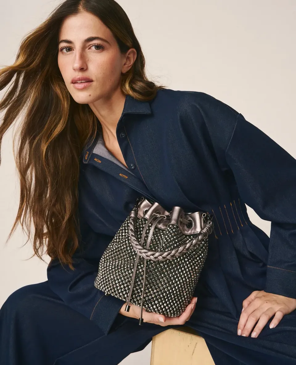 Alma en Pena Diva BG264 sac seau argenté strass