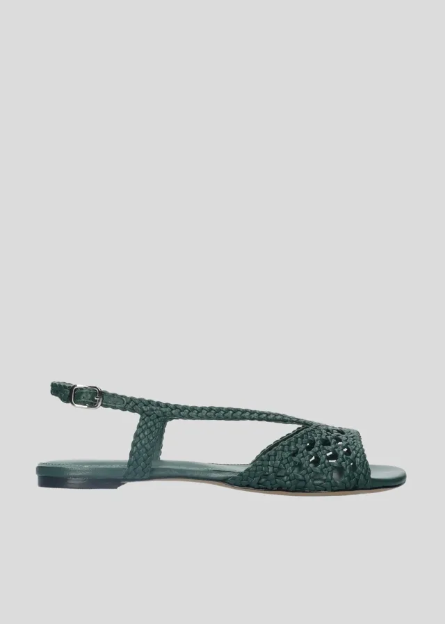 Lola Cruz Tabata sandales plates femme vert bouteille