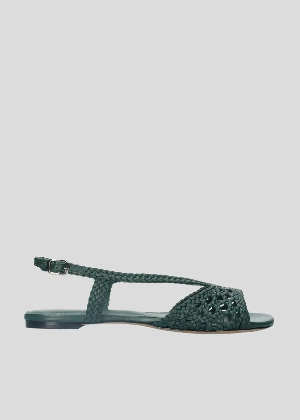 Lola Cruz Tabata sandales plates femme vert bouteille
