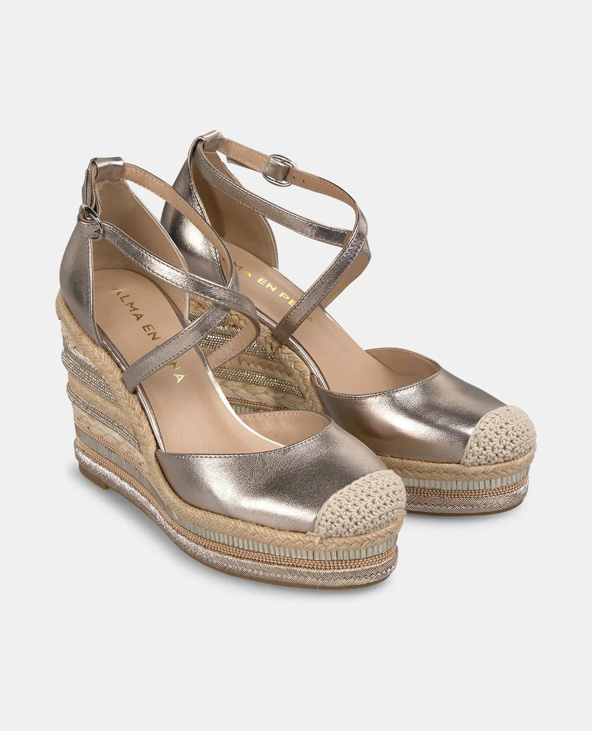 Alma en Pena V251016 compensées bronze strass talon 9,8 cm