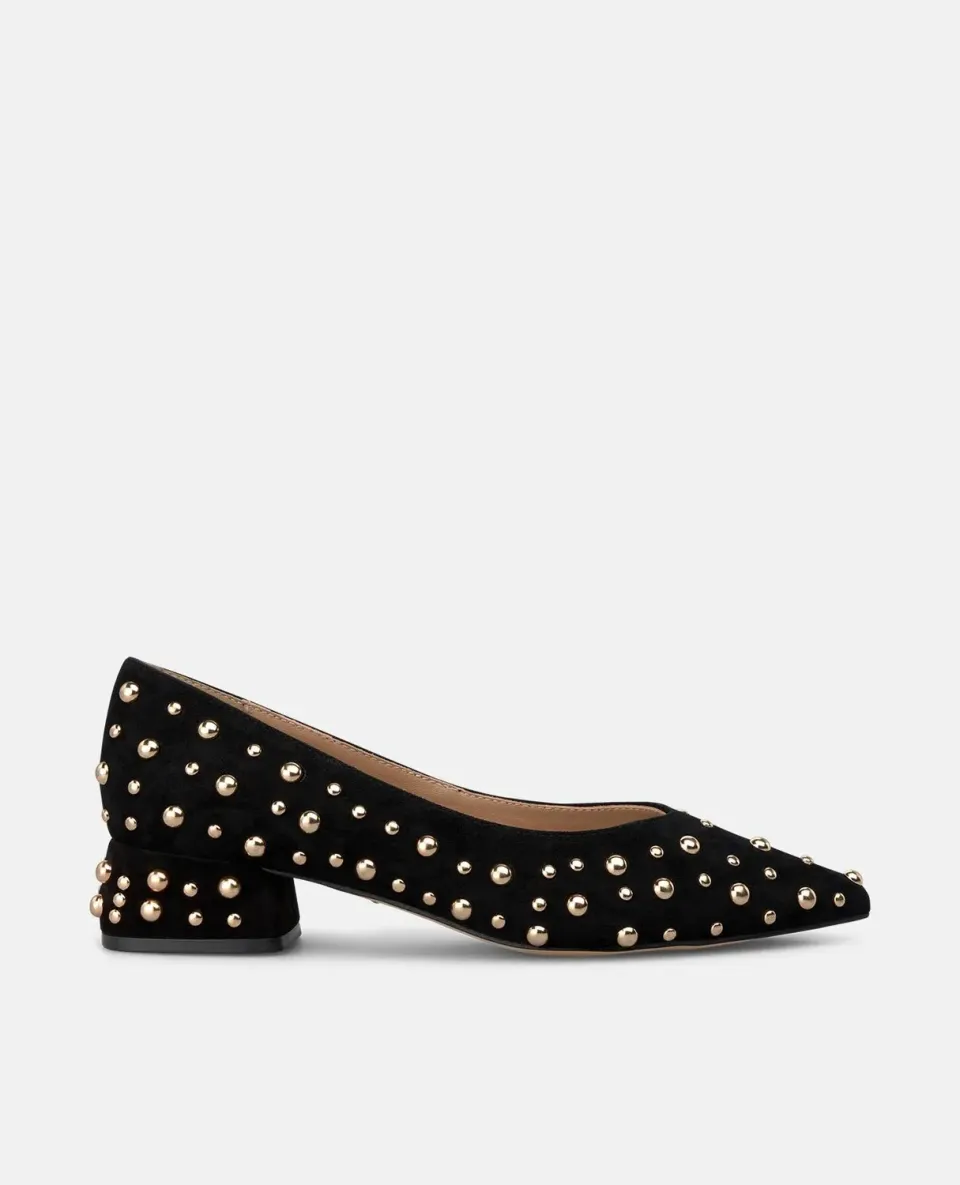 Alma en Pena I260182 escarpin noir cuir clous dorés 3,5 cm
