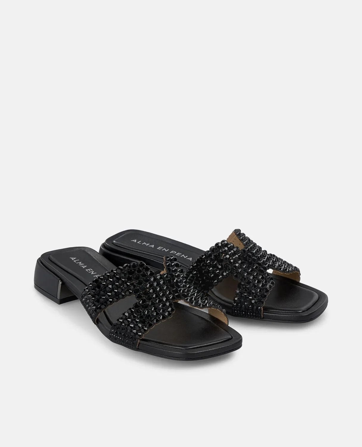 Alma en Pena V251946 sandales plates noires bijou 3,5cm
