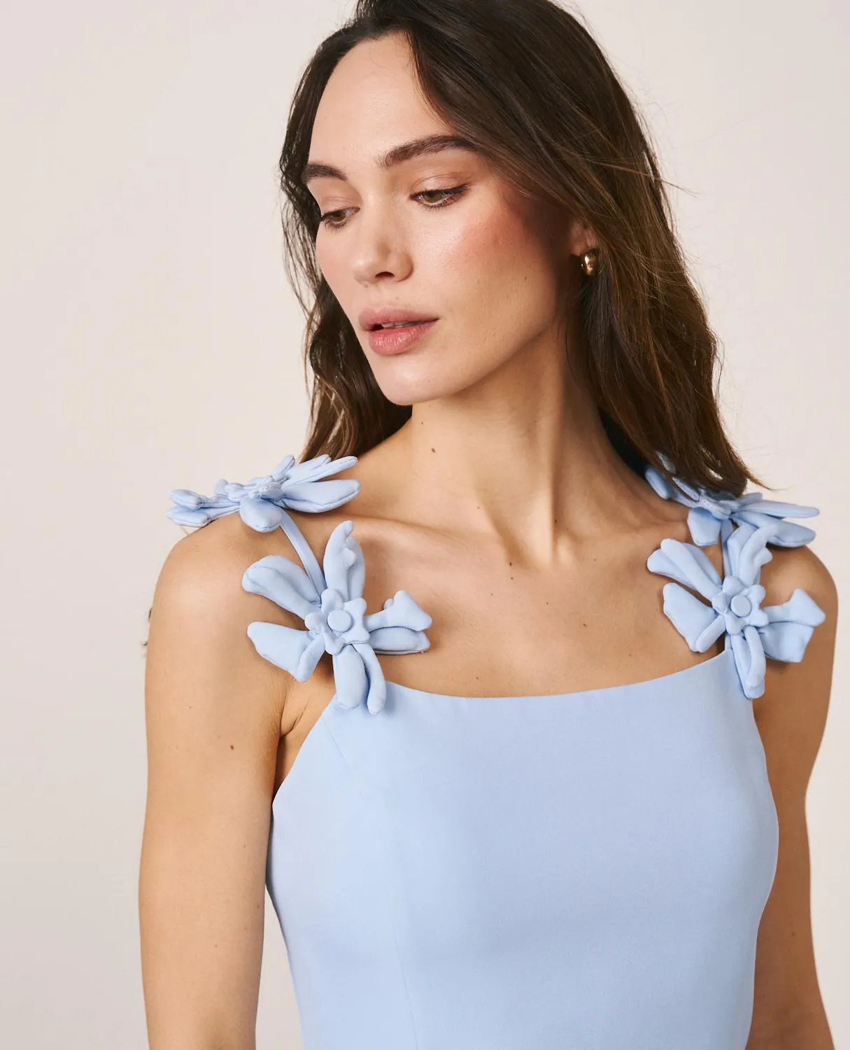 Alma en Pena V26CL0104 robe mini bleu ciel fleurs
