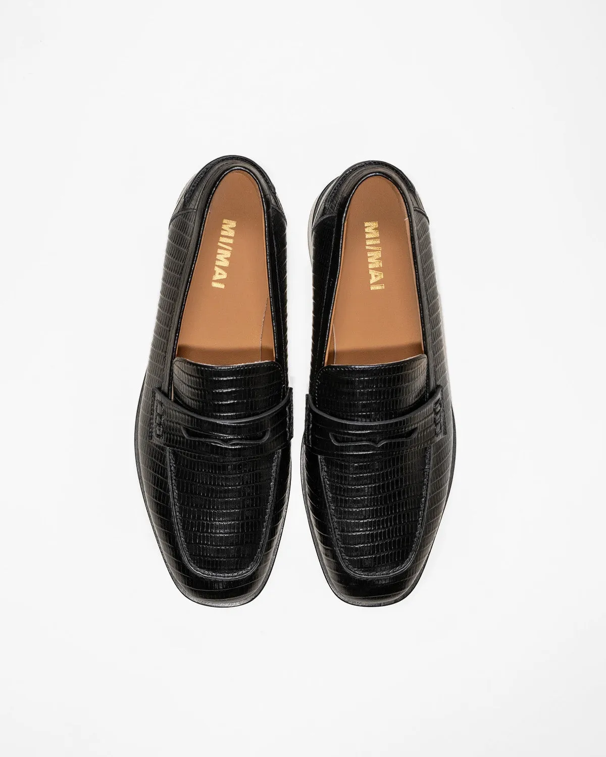 Mi/Mai Luciano Black Lizard mocassins cuir lézard