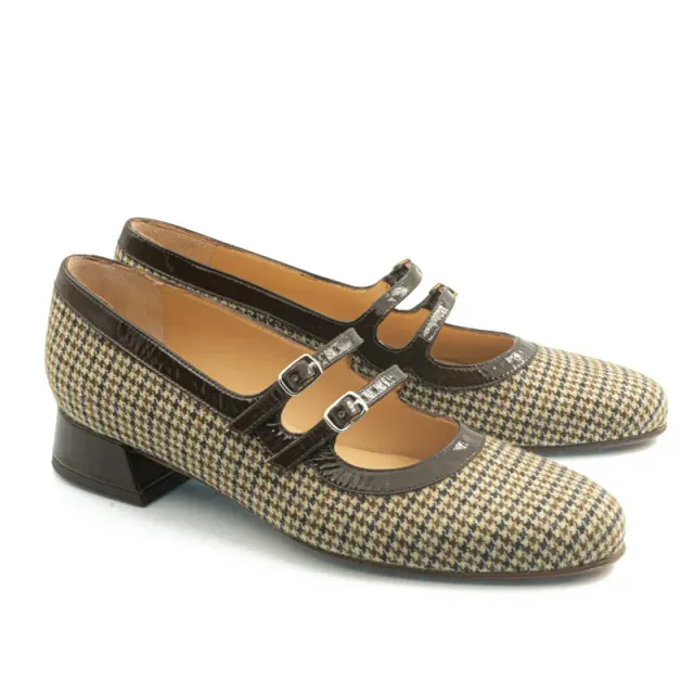 Bégum Paris Servane babies tweed cuir verni 2 cm