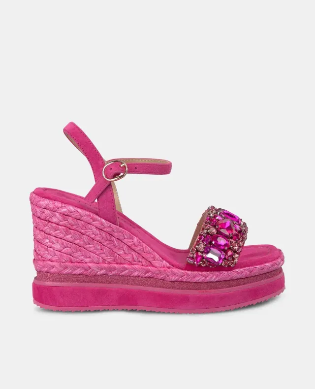 Alma en Pena V251308 sandales compensées fuchsia strass