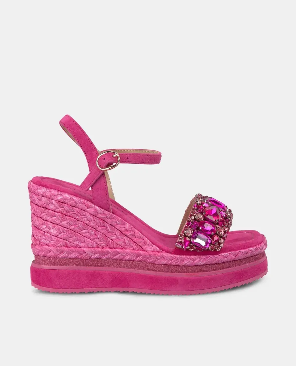 Alma en Pena V251308 sandales compensées fuchsia strass