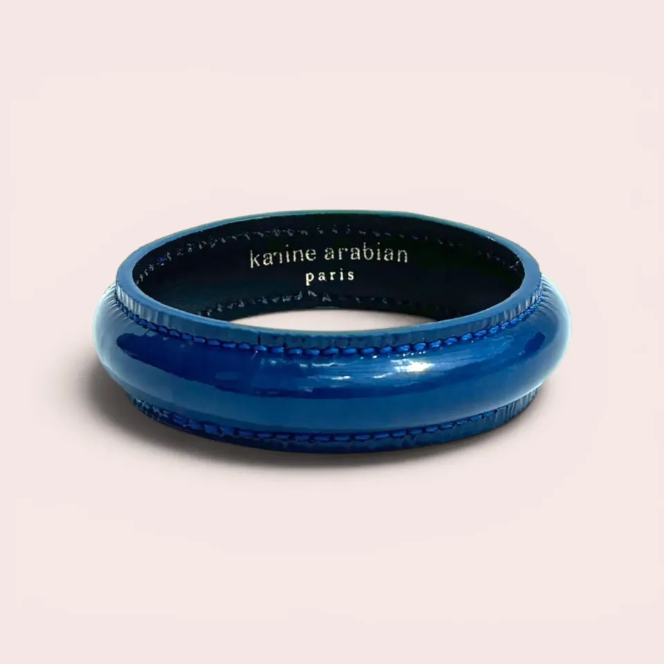 Karine Arabian JONC bracelet cuir verni bleu océan