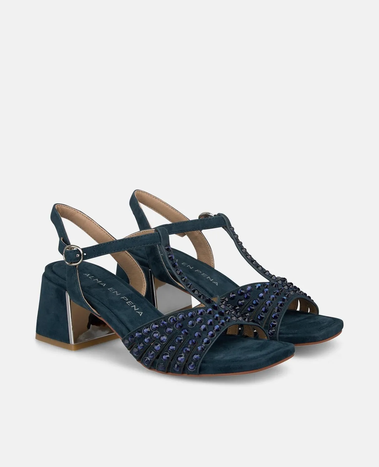 Alma en Pena V263105 sandales à talon bleu marine cuir 6 cm