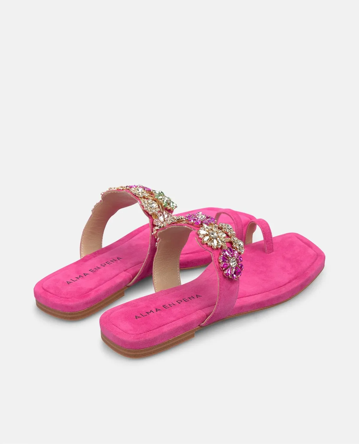 Alma en Pena V251913 tongs fuchsia cuir strass