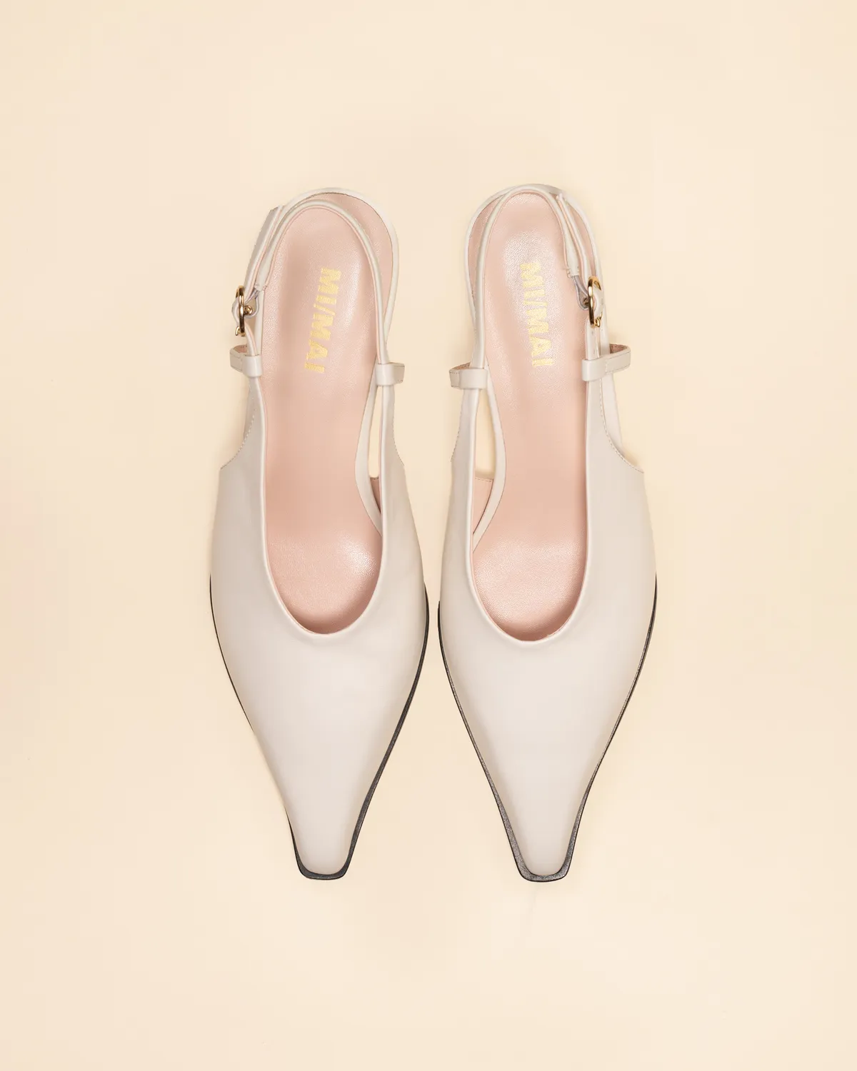 Mi/Mai Marina White escarpins slingback cuir 4 cm