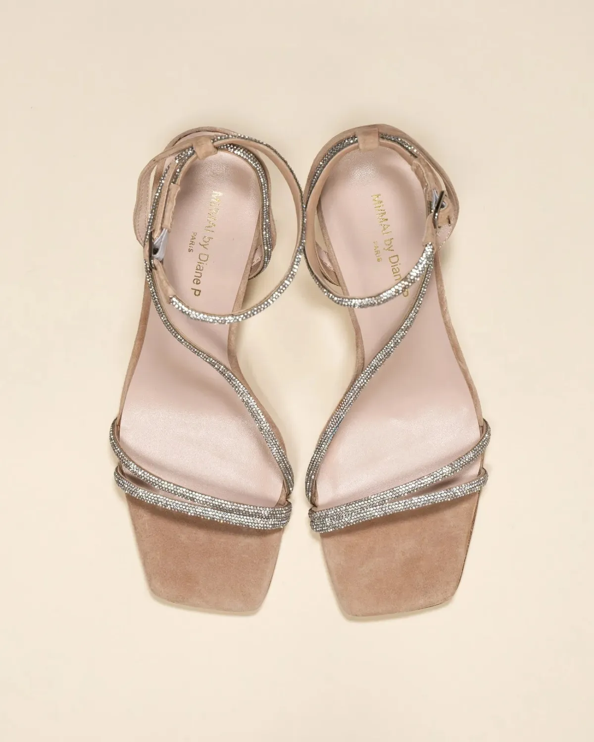Mi/Mai Capri Nude sandales talons strass nude