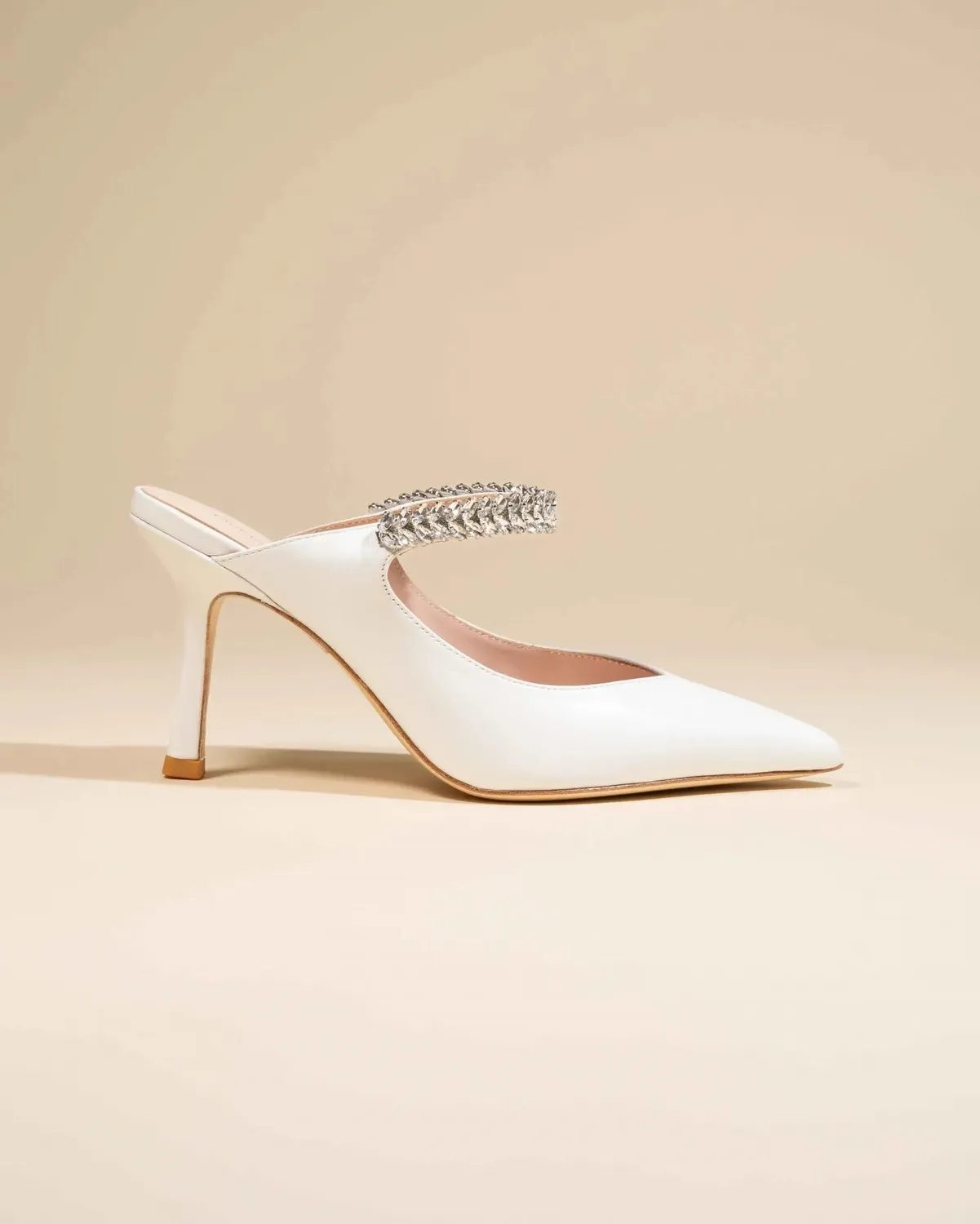 Mi/Mai Harper White Leather escarpins blanc cuir strass