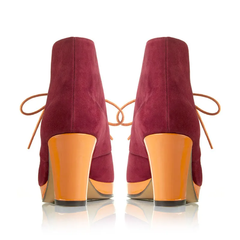 Bégum Paris Diane bottines carmin mandarine talon 7 cm