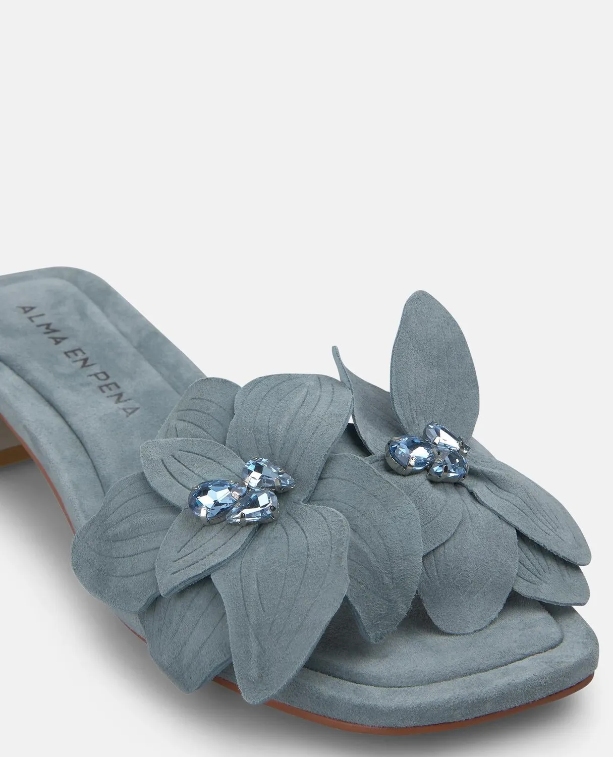 Alma en Pena V268703 sandales bleues fleur cuir
