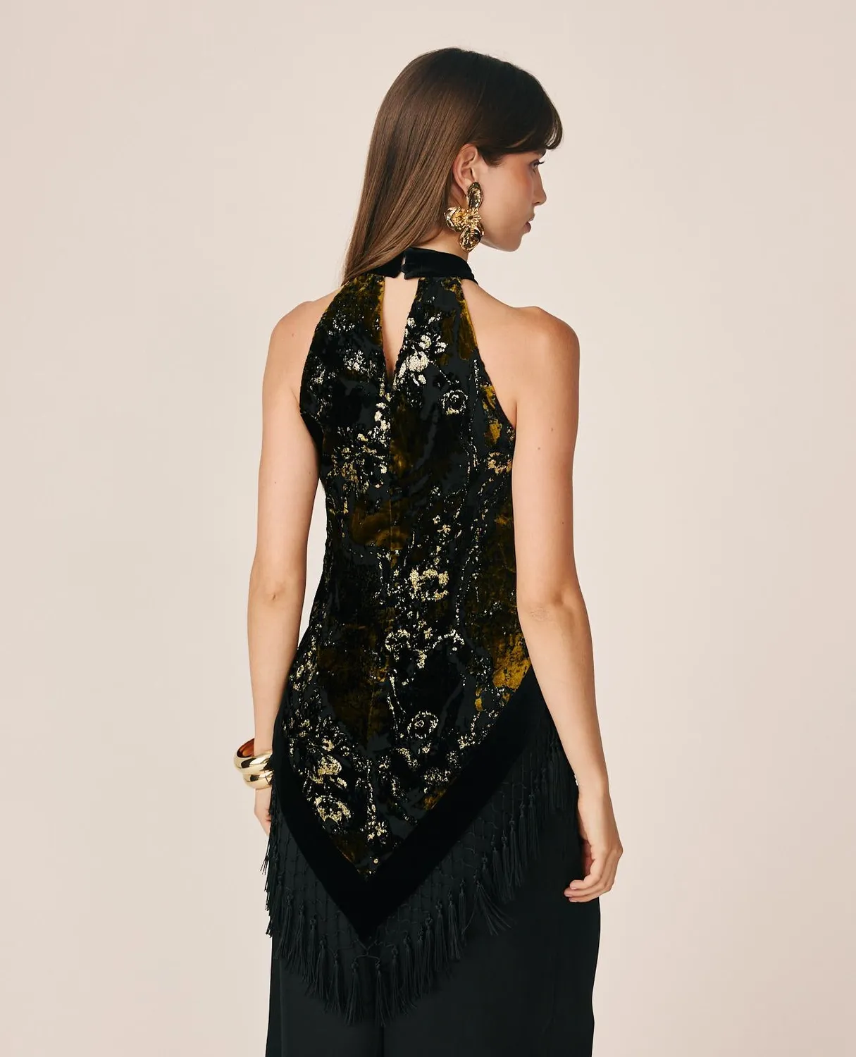 Alma en Pena I26CL0633 top halter noir imprimé