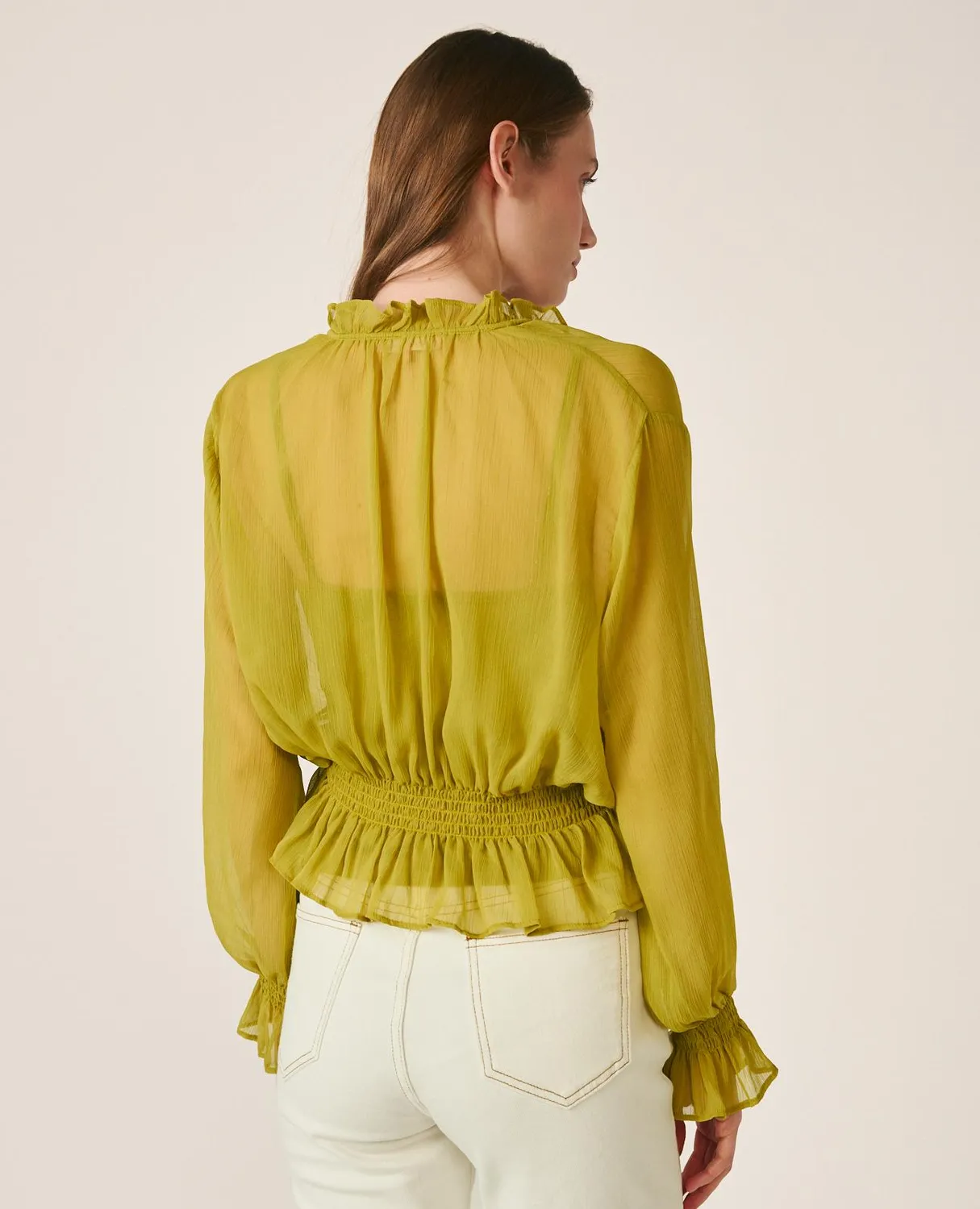 Alma en Pena V26CL0500 blouse verte manches longues