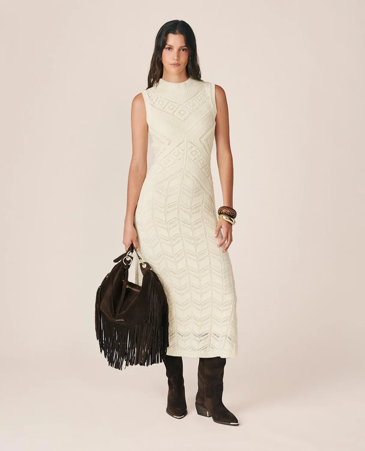 Alma en Pena I26CL0200 robe maxi blanche coton ajouré