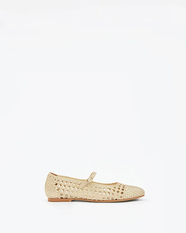 Mi/Mai Ariana Gold ballerines tressées doré bride babies