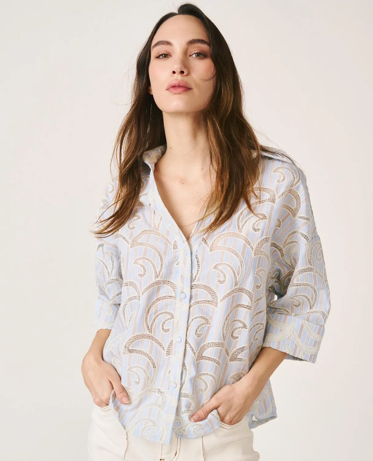 Alma en Pena V26CL0415 chemise rayée bleue