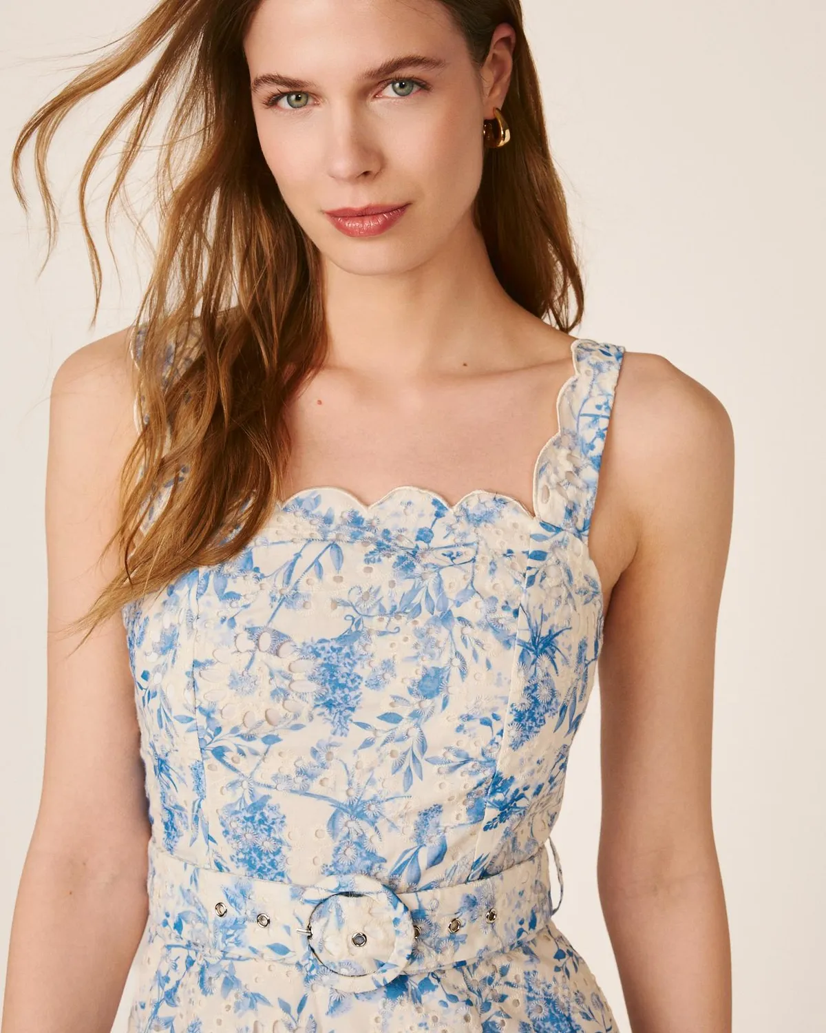 Alma en Pena V26CL0213 robe longue fleurie bleue polyester