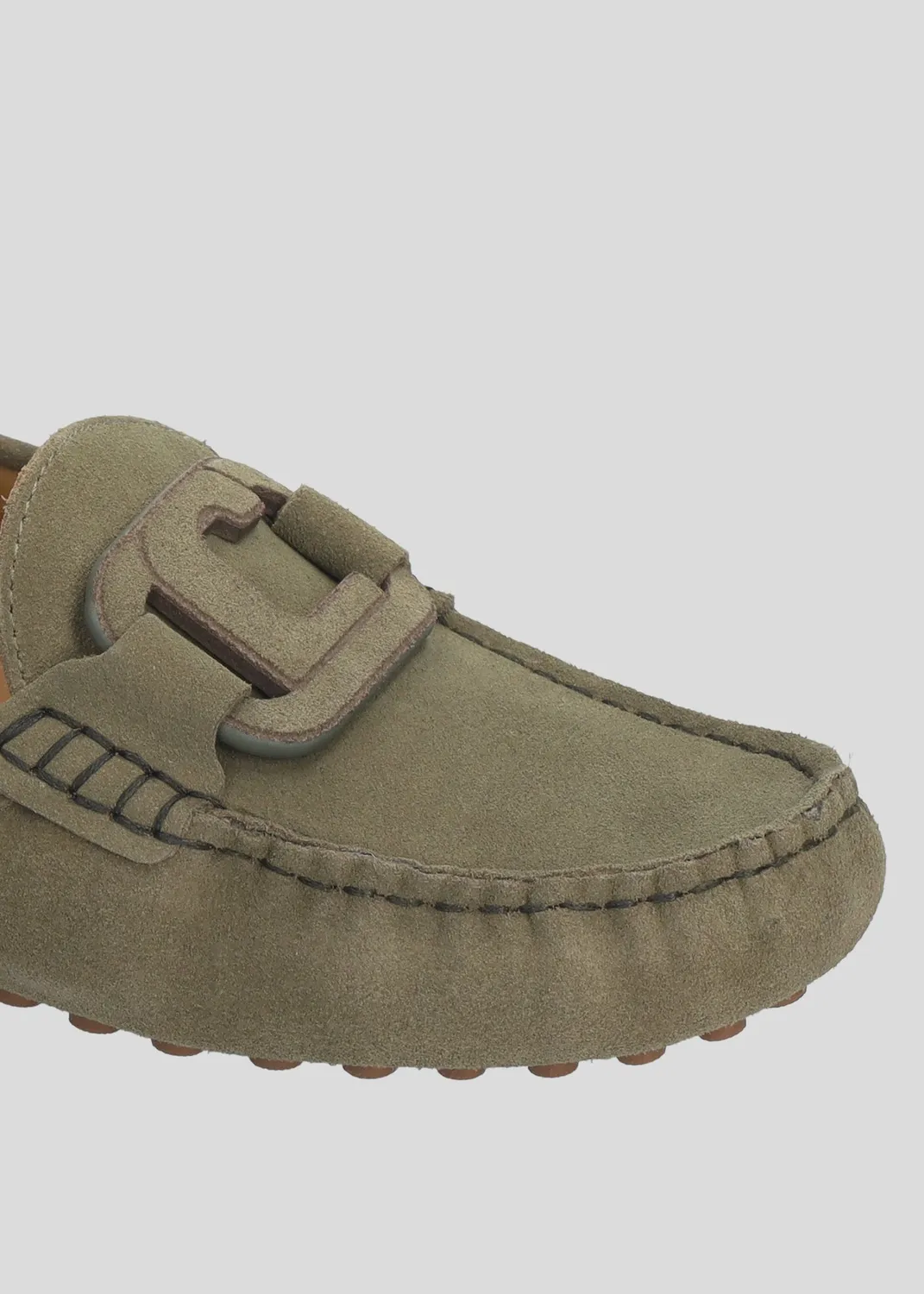 Lola Cruz Margarida mocassins kaki cuir plat