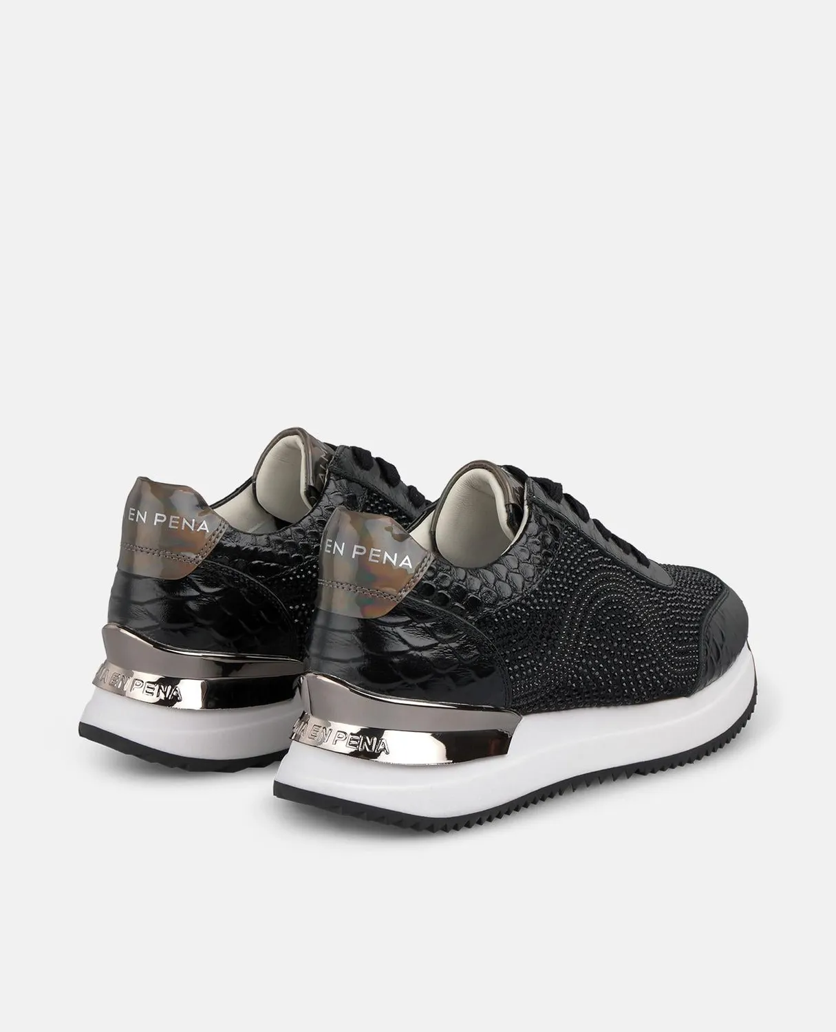 Alma en Pena I251503 sneakers noir strass plateforme 4,5 cm