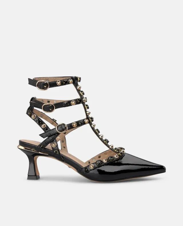 Alma en Pena I260228 Slingback Vernis Noir Clouté
