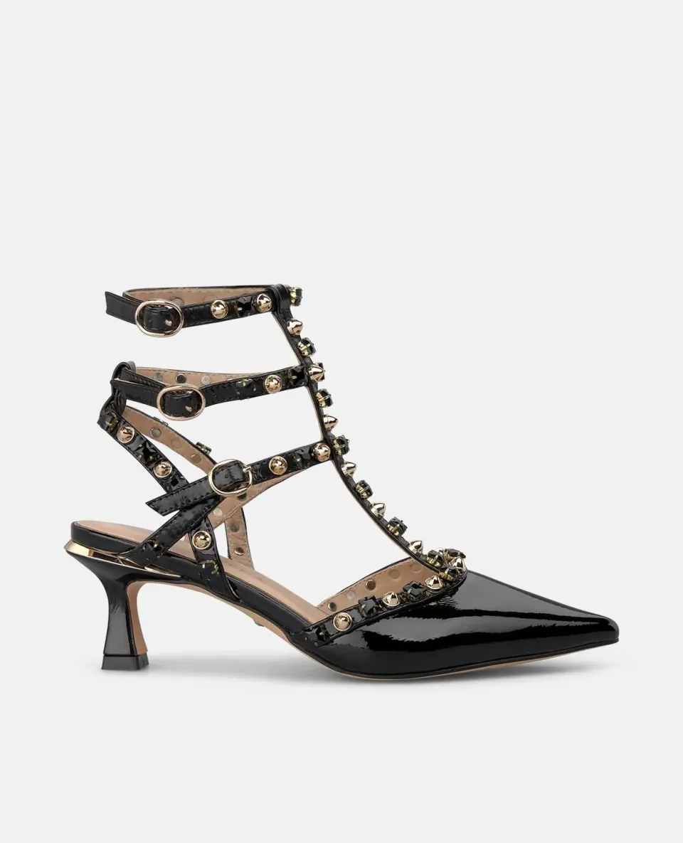 Alma en Pena I260228 Slingback Vernis Noir Clouté