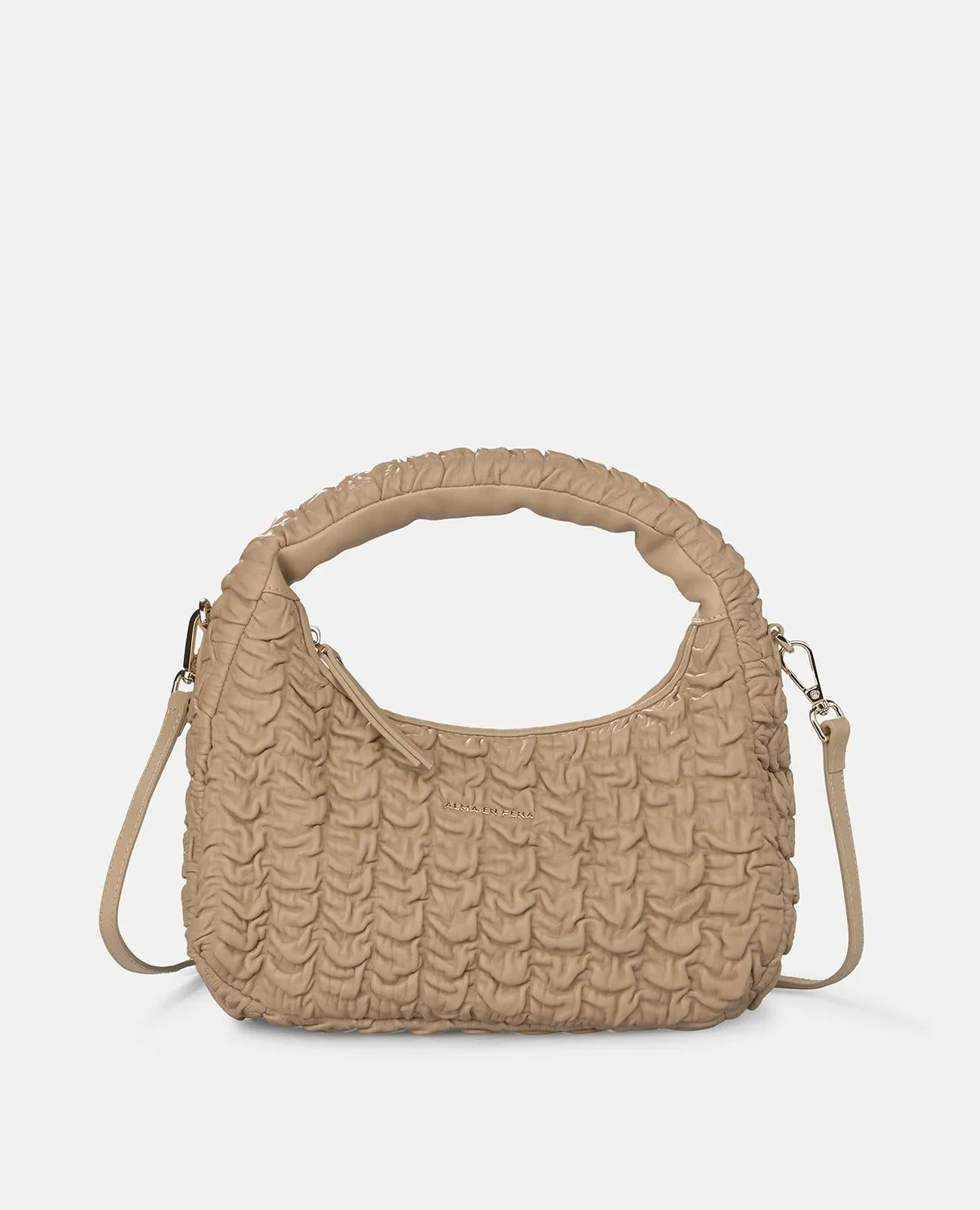 Alma en Pena V26BG024 sac bandouliere cuir relief arena