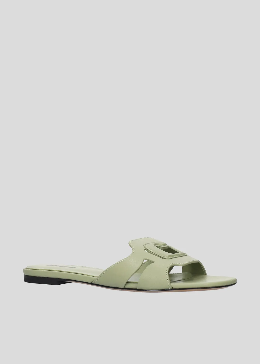 Lola Cruz Cuirine sandales plates vert aloe