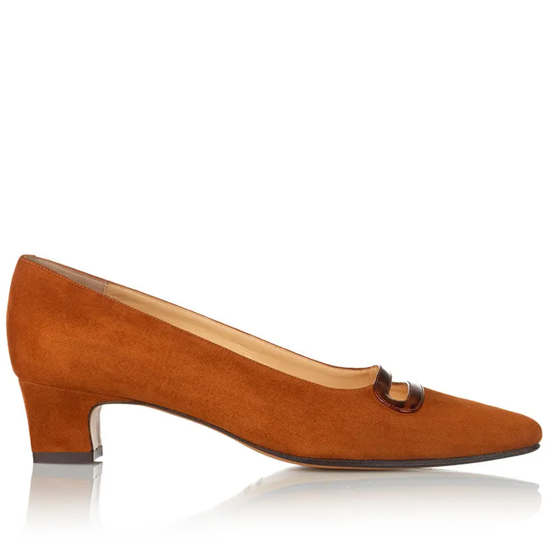Bégum Paris Vénus ballerines cognac velours talon 4 cm