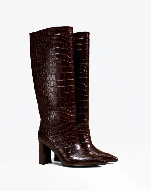 Mi/Mai Wassily Chocolate Croc bottes cuir croco
