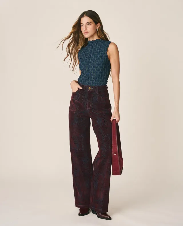 Alma en Pena I26CL1612 jean droit bordeaux velours