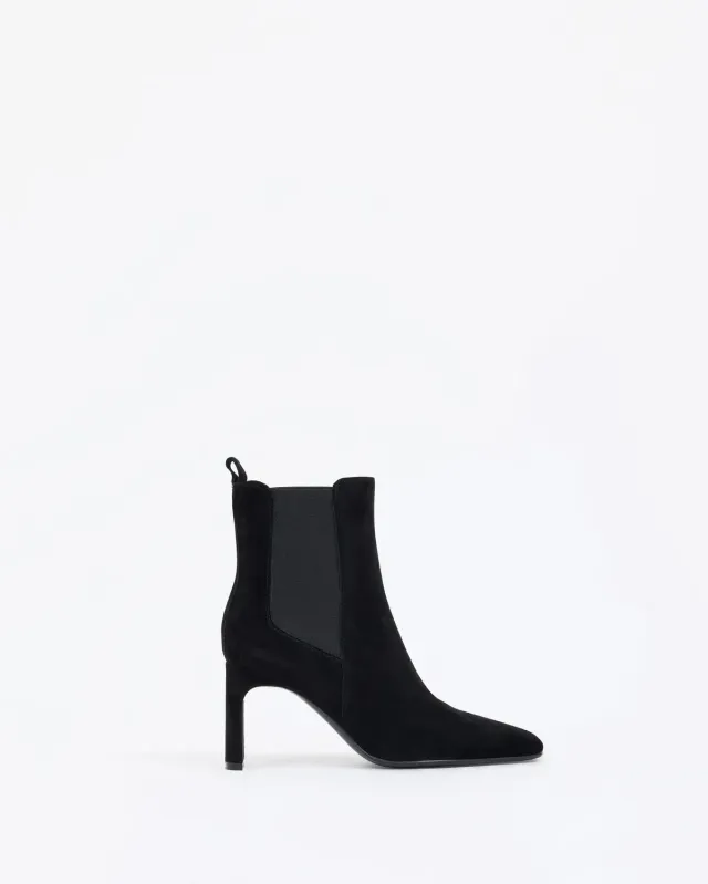 Mi/Mai Friso Black Suede bottines chelsea daim noir talon haut