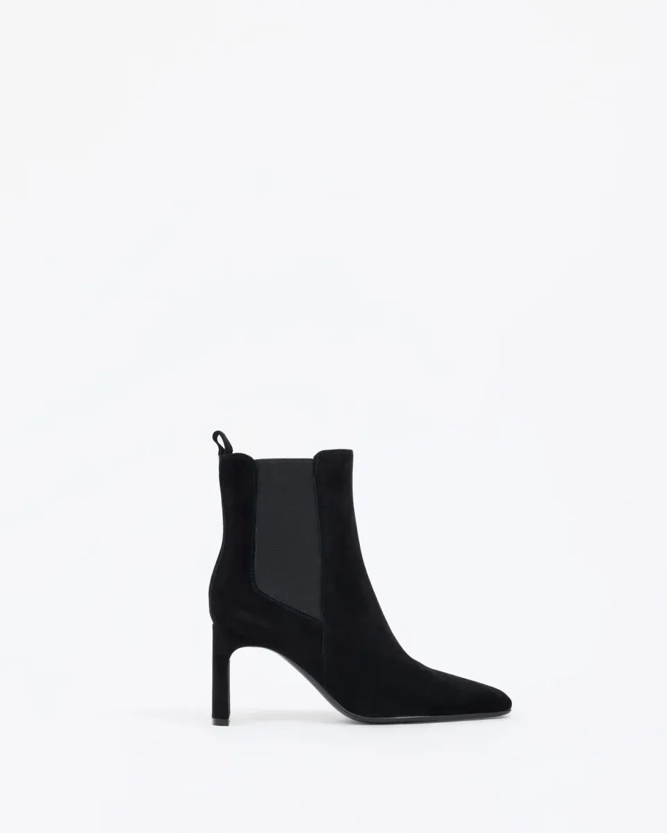 Mi/Mai Friso Black Suede bottines chelsea daim noir talon haut